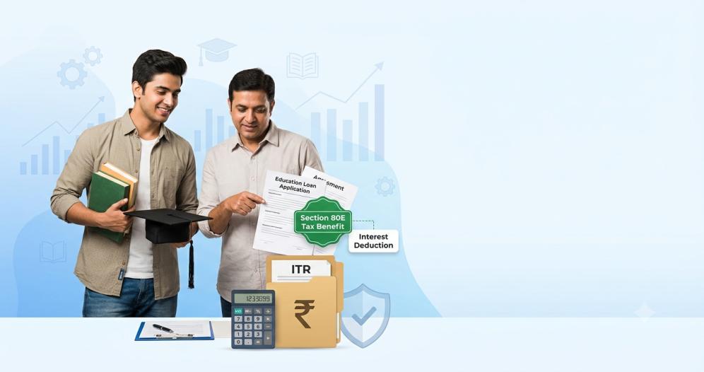 Section 80E education loan tax benefit illustration showing interest deduction savings